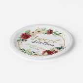 スウィート16レッド赤面フローラバタフライ ペーパープレート (アングル)