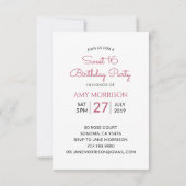 スウィート16ワイルドフラワーピンク誕生日パーティー 招待状 (裏面)