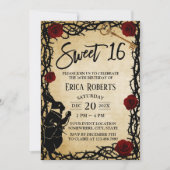 スウィート16ヴィンテージアリスinワンダーランドトーン&バラ 招待状 (正面)