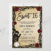 スウィート16ヴィンテージアリスinワンダーランド誕生日 招待状 (正面)