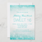 スウィート16ヴィンテージティール（緑がかった色）ウィンターワンダーランド 招待状 (正面)