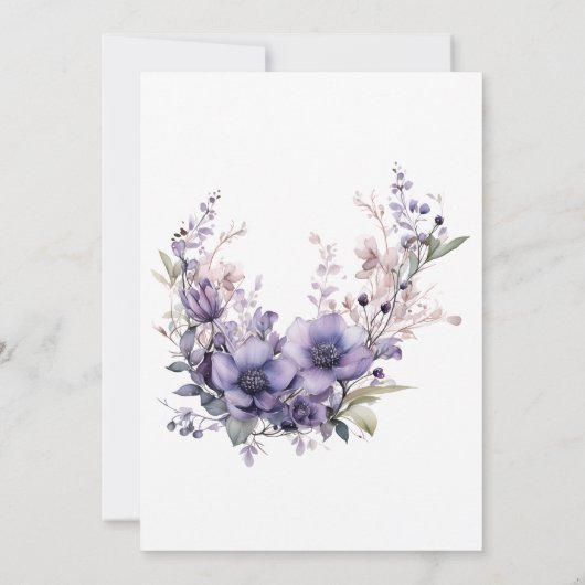 スウィート16ヴィンテージパープルフローラリース誕生日 招待状 (裏面)