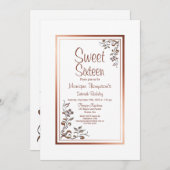 スウィート16ヴィンテージフローラ誕生日パーティー 招待状 (正面/裏面)
