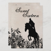 スウィート16ヴィンテージホースジャンプ誕生日招待状 招待状 (正面/裏面)