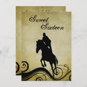 スウィート16ヴィンテージホースジャンプ誕生日招待状 招待状 (正面/裏面)