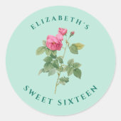 スウィート16ヴィンテージミントグリーンフローラ ラウンドシール (正面)