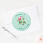 スウィート16ヴィンテージミントグリーンフローラ ラウンドシール (封筒)