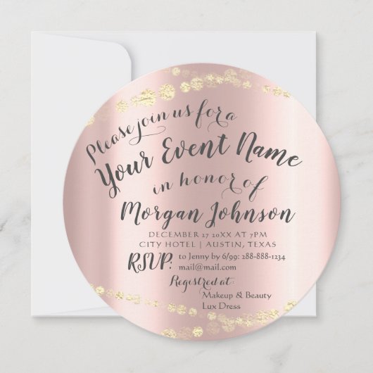 スウィート16位誕生日紙吹雪バラ15位 招待状 (正面)