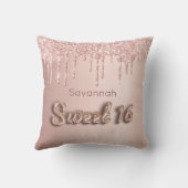 スウィート16位16バラ金ゴールドグリッターモノグラム クッション (裏面)