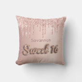 スウィート16位16バラ金ゴールドグリッターモノグラム クッション (正面)