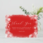 スウィート16冬ワンダーランドスノーフレークレッド サンキューカード (スタンド正面)