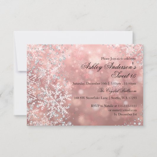 スウィート16冬ワンダーランドスパークルスノーフレーク 出欠カード (正面)