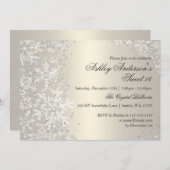 スウィート16冬ワンダーランドスパークルスノーフレーク 招待状 (正面/裏面)