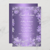 スウィート16冬ワンダーランドスパークルスノーフレーク 招待状 (正面/裏面)