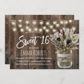 スウィート16冬素朴フローラジャールバーン誕生日 招待状 (正面/裏面)
