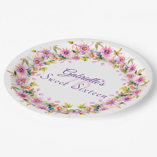スウィート16十六フローラ誕生日 ペーパープレート (アングル)