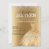 スウィート16十六歳の誕生日パーティードレスダイヤモンド 招待状 (正面)
