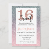 スウィート16十六歳の誕生日パーティーバラグラデーション金ゴールド 招待状 (正面)