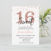 スウィート16十六歳の誕生日パーティーバラ金ゴールドグリッター 招待状 (スタンド正面)