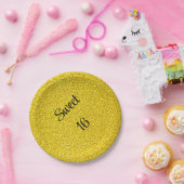 スウィート16十六金ゴールドグリッター誕生日パーティー ペーパープレート (パーティー)