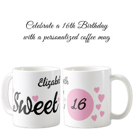 スウィート16名16th birthday pink コーヒーマグカップ
