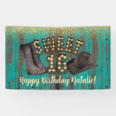 スウィート16女性のカーボーイティール（緑がかった色）バーンウッド素朴誕生日 横断幕 (横)