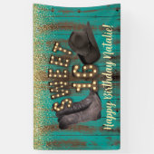 スウィート16女性のカーボーイティール（緑がかった色）バーンウッド素朴誕生日 横断幕 (縦)