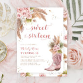 スウィート16女性のカーボーイブートパンパスグラスバラ誕生日 招待状