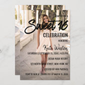 スウィート16招待状カスタム写真テンプレートデザイン 招待状 (正面/裏面)