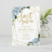 スウィート16招待状ゴールドフォイルダスティブルーフローラ 招待状 (スタンド正面)