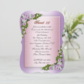 スウィート16招待状ラベンダーバラとツタ 招待状 (スタンド正面)