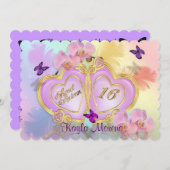 スウィート16招待状レインボー 招待状 (正面/裏面)