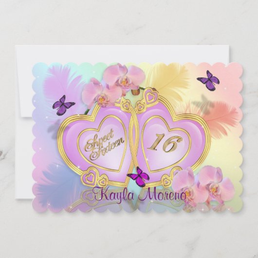 スウィート16招待状レインボー 招待状 (正面)