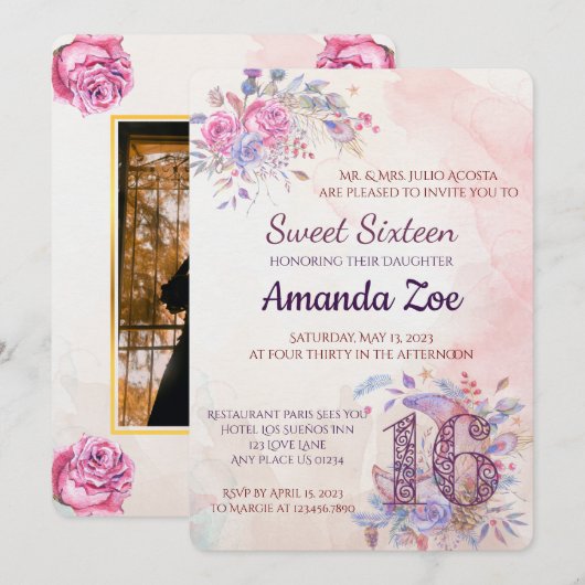 スウィート16招待状 招待状 (正面/裏面)