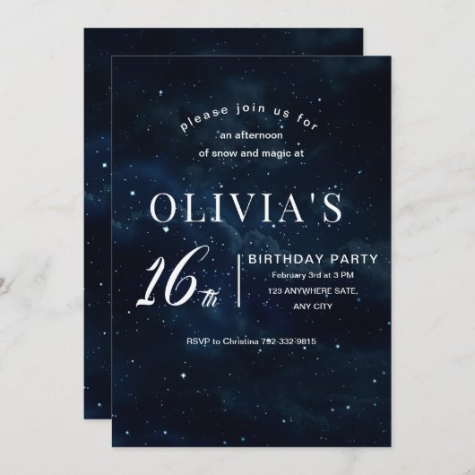 スウィート16星空の夜誕生日ザスターズ 招待状 (正面/裏面)