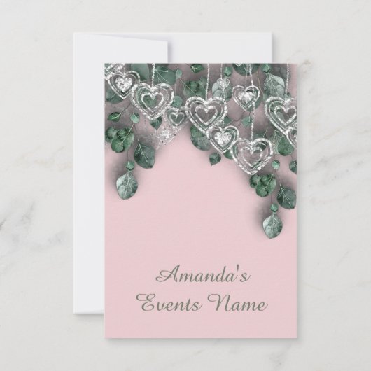 スウィート16歳の誕生日 ブライダルシャワー ハート シルバー 招待状 (裏面)