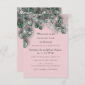 スウィート16歳の誕生日 ブライダルシャワー ハート シルバー 招待状 (正面/裏面)