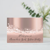 スウィート16番目のパーティーバラ金ゴールドグリッターブライダルシャワー 招待状 (スタンド正面)