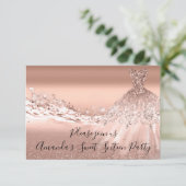 スウィート16番目のパーティーバラ金ゴールドグリッター海ブライダル 招待状 (スタンド正面)