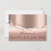 スウィート16番目のパーティーバラ金ゴールドグリッター海ブライダル 招待状 (正面)