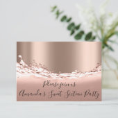 スウィート16番目のパーティーバラ金ゴールドグリッター海ブライダル 招待状 (スタンド正面)