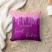 スウィート16番目の女の子パープル10代のグリッターピンク クッション (ブランケット)