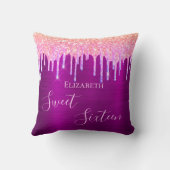 スウィート16番目の女の子パープル10代のグリッターピンク クッション (裏面)