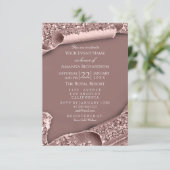 スウィート16番目の誕生日ブライダルシャワー3Dグリッターバラ 招待状 (スタンド正面)