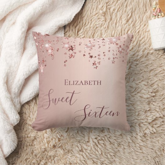 スウィート16番目の16女10代のの子16バラ金ゴールド星 クッション (ブランケット)