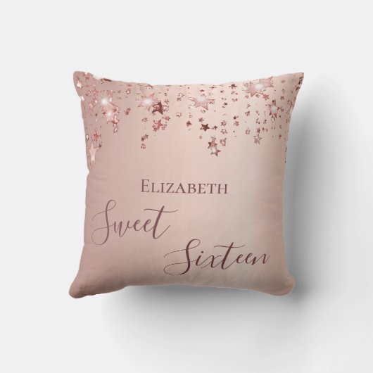 スウィート16番目の16女10代のの子16バラ金ゴールド星 クッション (裏面)