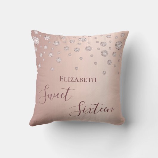 スウィート16番目の1610代の女の子16バラ金ゴールドダイヤモンド クッション (裏面)