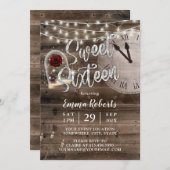 スウィート16素朴フェアリーテールバーンウッドバースデーパーティー 招待状 (正面/裏面)