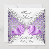 スウィート16紫ホワイトダイヤモンドパーティー 招待状 (正面)