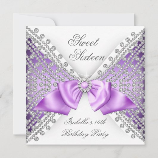 スウィート16紫ホワイトダイヤモンドパーティー 招待状 (正面)